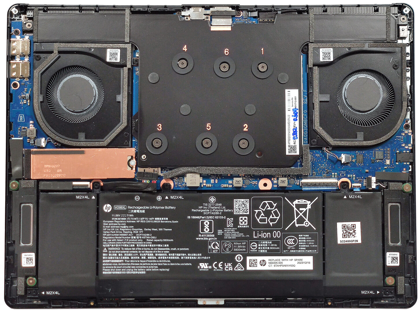 Internal Photo of HP omen Transcend 14-FB, RGB backlit US keyboard (HP 14-fb)